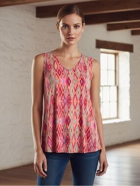 Dear Scarlett Boutique Geometric Patterned Sleeveless Top